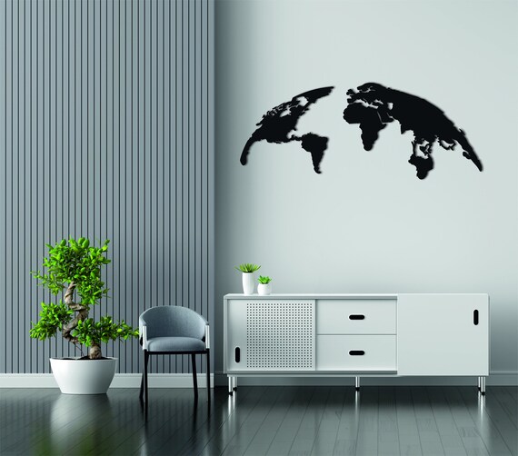 Metal Globe Wall Art World Map Decoration Office Wall Art Etsy