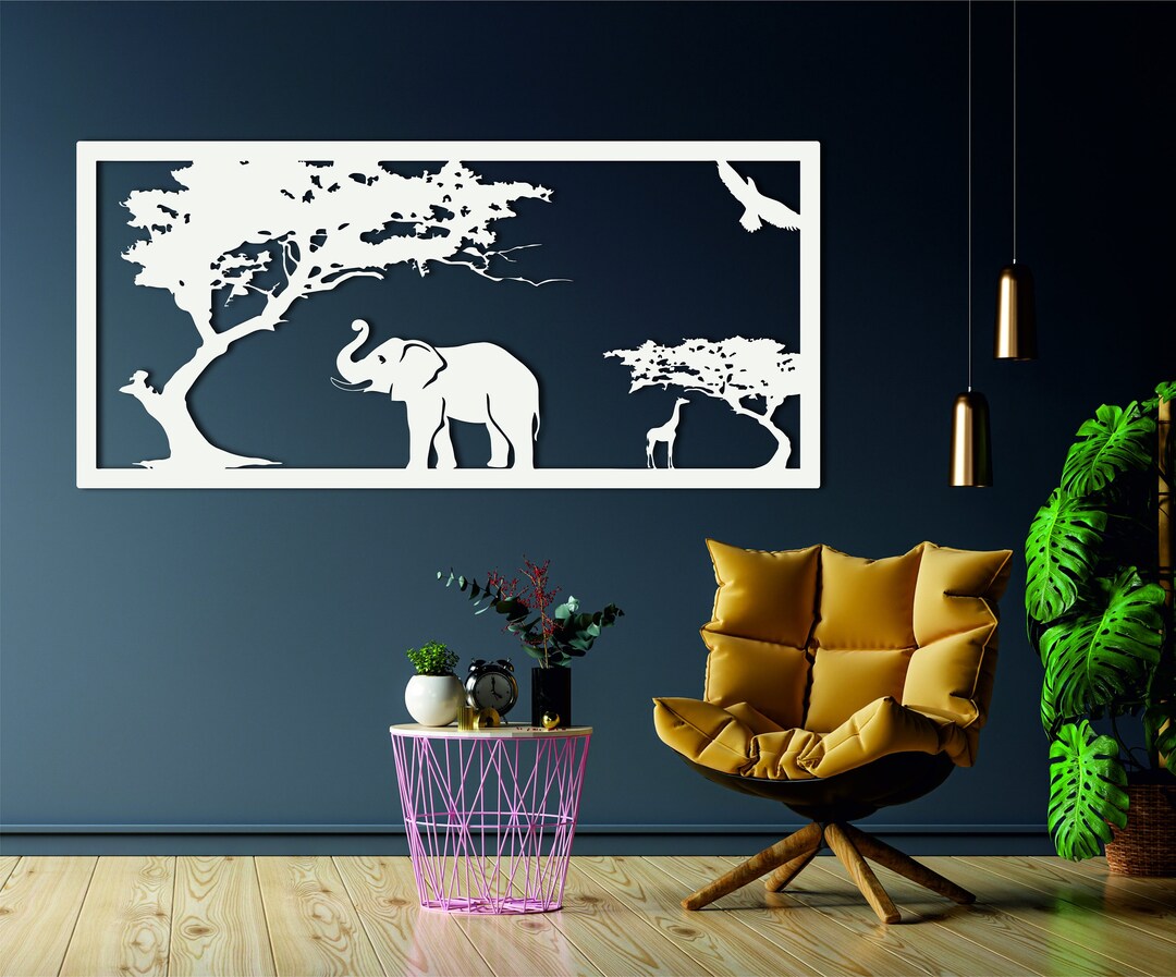 Forest Life Decor, Metal Forest Wall Art, Metal Wall Decor, Elephant