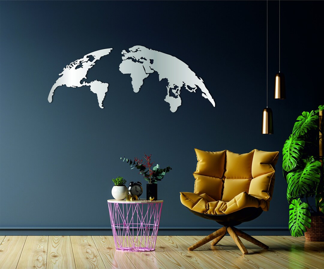 Metal Globe Wall Art, World Map Decoration, Office Wall Art, Globe Wall