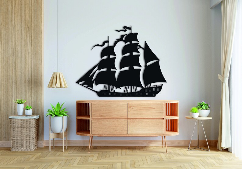 Metal Ship Wall Art Living Room Decor Metal Boat Wall Art Etsy