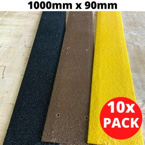 10 strisce per pavimentazione antiscivolo da 1.000 mm x 90 mm con fori preforati e viti GRATUITE per una facile installazione