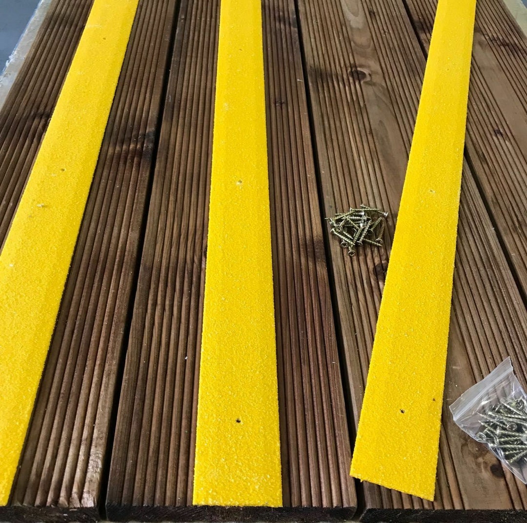 Yellow Decking Strips Non Slip 1200mm X 50mm With Pre Drilled Holes and