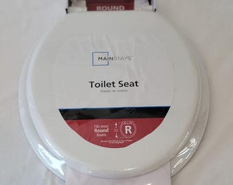 Asiento de inodoro redondo blanco Mainstays con bisagras