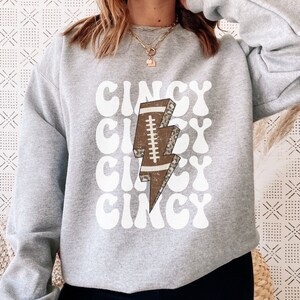 Retro Cincinnati Football Sweatshirt, Burrow Sweatshirt, Cincinnati Crewneck, Football Crewneck, Vintage Cincy Sweatshirt, Retro Football