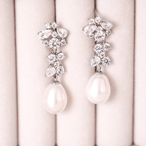 Bridal Earrings, CZ Earrings, CZ Bridal Earrings, Bridesmaid Earrings, Cubic Zirconia Earrings, Tear Drop Earrings, Bridal Dangle Earrings