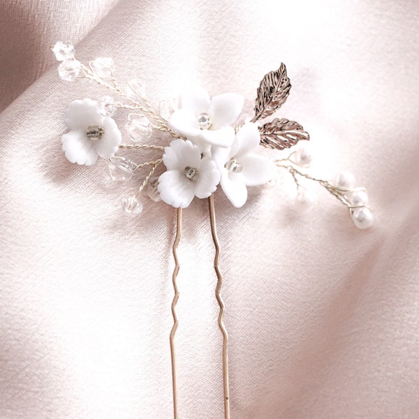 Floral Hair Pins for Weddings, Bridal Hair Pins, Vintage Hair Pins, Wedding Hair Pins, Clay Flower Hair Pins, Vintage Wedding Hair Pins