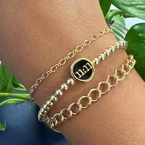 Ensemble de bracelets superposés chiffre 11:11 | Chiffre angélique | Manifester un vœu | Ensemble de trois bracelets | Bijoux cadeaux empilables,