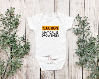 CAUTION May cause drowsiness | Medical Onesie® | Doctor Baby Shower Baby Announcement, Pharmacist Baby Shower, Baby Gift