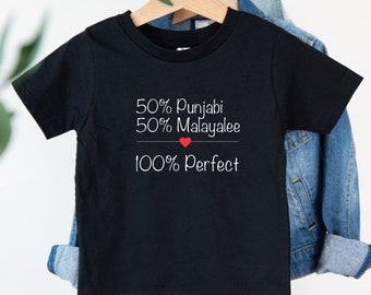 Customized 100% Perfect Roots, Black Shirt Heritage Bodysuit, Shirt, baby shower, gifts, Indian, Desi, Pakistani, Shirt, personalized