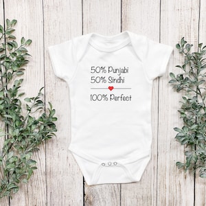 Customized 100% Perfect Roots, Heritage Bodysuit, Shirt, baby shower, gifts, Indian, Desi, Pakistani, Bodysuit, Shirt, personalized