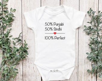 Customized 100% Perfect Roots, Heritage Bodysuit, Shirt, baby shower, gifts, Indian, Desi, Pakistani, Bodysuit, Shirt, personalized