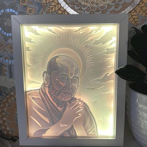 Pramukh Swami Maharaj Lightbox Shadowbox - BAPS, Swaminarayan, South Asian, Gift, Housewarming