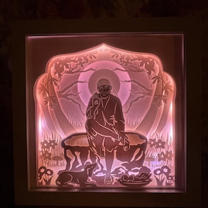 Sai Baba Color Changing Lightbox, Shirdi Sai Baba, Hindu, South Asian, Gift, Housewarming, Lightbox