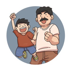 Father Dad and Son PNG Transparent | Father&#39;s Day Sticker | Digital Illustration | PNG Download | Father&#39;s Day Clip Art