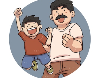 Father Dad and Son PNG Transparent | Father's Day Sticker | Digital Illustration | PNG Download | Father's Day Clip Art