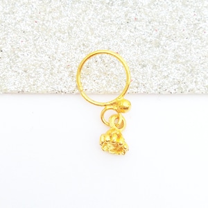 Anillo de nariz indio chapado en oro de 22 quilates: aro colgante de cristal