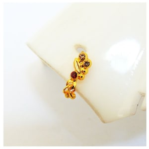 Anillo nasal colgante de oro de 22 quilates: aro bohemio con circonita cúbica india, 20 g