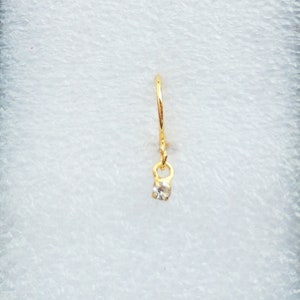 22K Gold Plated Dangling Nose Ring: Indian CZ Body Piercing