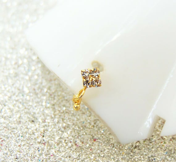 22K Gold Plated CZ Nose Ring Indian Nose Ring Diamond Nose Stud