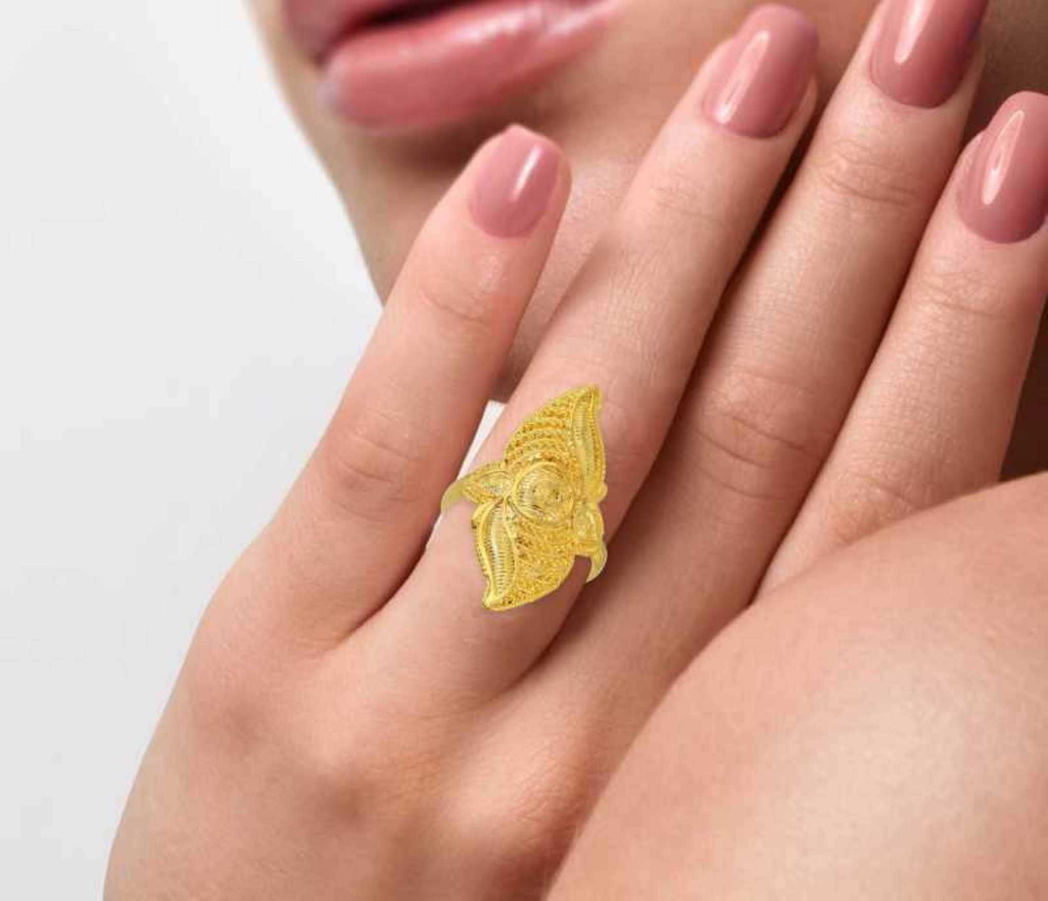 Indian 24K Gold Plated Middle Finger Ring Wedding Rings Women s Traditional Rings Gold Jewelry Mother s Gift Statement Ring Finger Ring Etsy