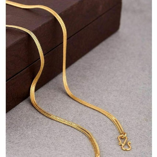 Flat Gold Necklace Etsy