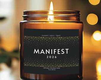 Vela aromática Manifest 2026 - Regalo de Año Nuevo - Vela de afirmación