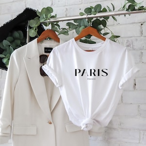Paris T-Shirt Paris France Shirt Minimalist Graphic Tee Black White Fashion