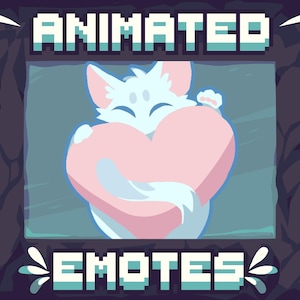 Animated Emote - LOVE Heart - White Cat - Twitch Emotes, Kitty Discord Emoji, ANIMATED + STATIC