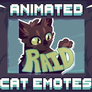 Animated Emote - RAID Black Cat - Twitch Emotes, Kitty Discord Emoji, Sticker Gifs, ANIMATED + STATIC
