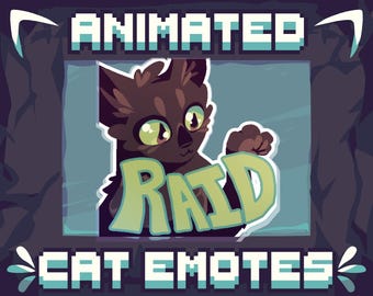 Animated Emote - RAID Black Cat - Twitch Emotes, Kitty Discord Emoji, Sticker Gifs, ANIMATED + STATIC