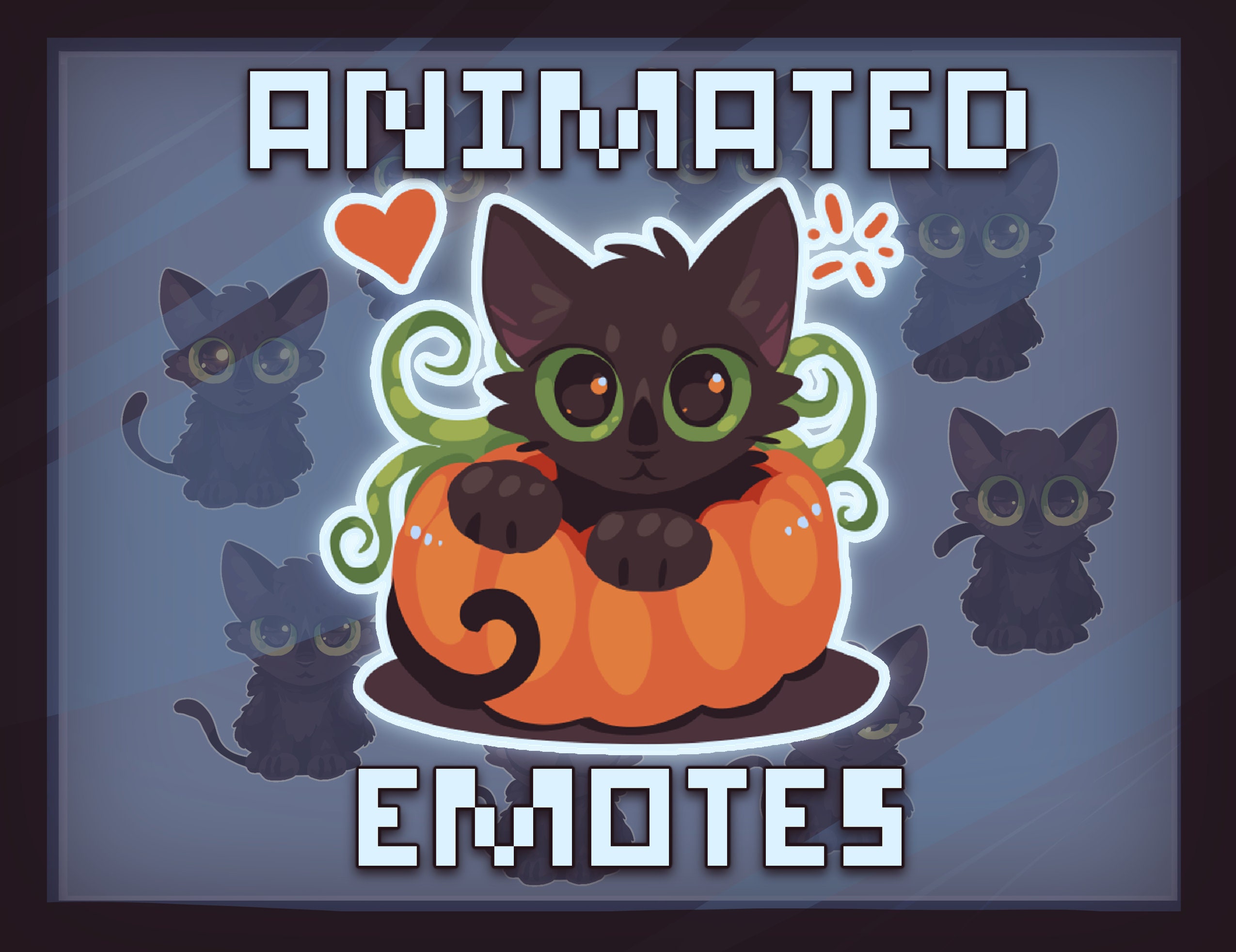 Black Cat Twitch Emote / Halloween Emote / Cute Emojis for 