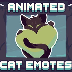 Animated Emote - LOVE Heart - Black Cat - Twitch Emotes, Kitty Discord Emoji, ANIMATED + STATIC