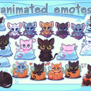 Animated Bundle - CAT Emotes - Cute Twitch Emote, Digital Emotes Pack, Discord Emoji, Kitty Gif, Streamer Emotes Bundles, ANIMATED + STATIC