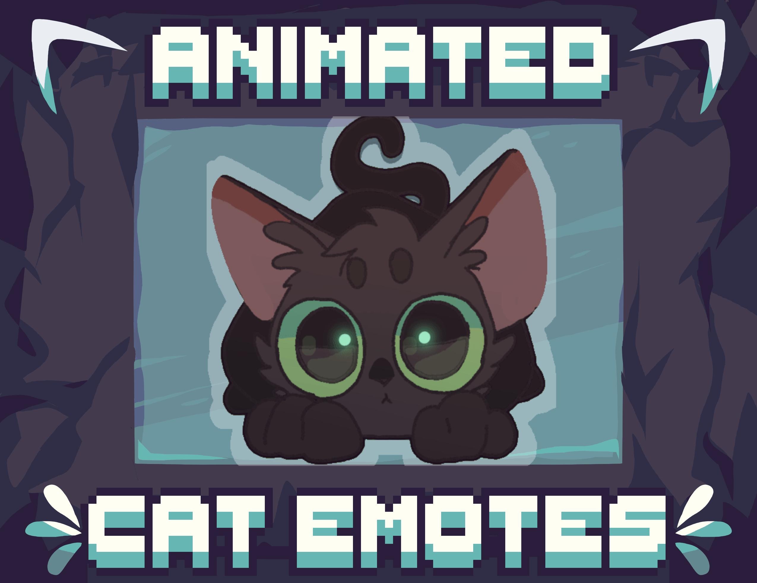 Animated Emote - EXCITED Black Cat Hunt/Wiggle - Twitch Emotes, Kitty Discord Emoji, ANIMATED + STATIC