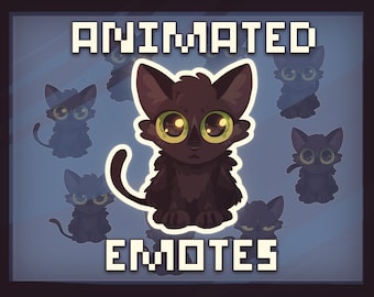 Animated Emote - EXCITE - Hyper Happy Black Cat - Twitch PNG Emotes, Discord Emoji, Transparent Kitty GIF, Animated + Static