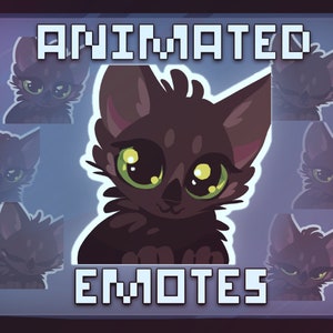 Animiertes Emote - Schwarze Katze - CatJam - Musikalische Fröhliche tanzende Katze - Twitch Emotes, Kitty Discord Animation Emoji, ANIMATED + STATIC
