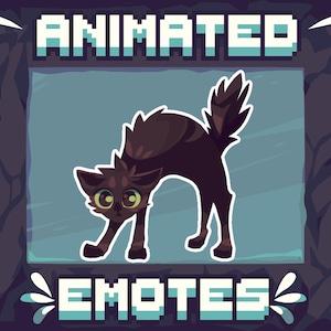 Animated Emote - Halloween Black Cat - SCARED - Twitch/Youtube Emotes, Digital Discord Emoji, ANIMATED + STATIC