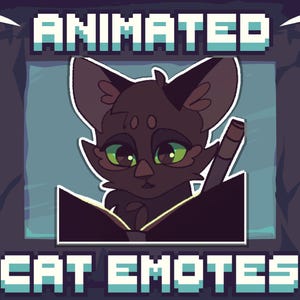 Animated Emote - NOTED Black Cat - Writing Book, Taking Notes - Twitch/Discord Emoji, Transparent Kitty, ANIMATED + STATIC