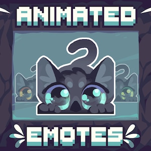 Animated Emote - LURK - Gray - Russian Blue Cat - Twitch Emotes, Kitty Discord Emoji, ANIMATED + STATIC