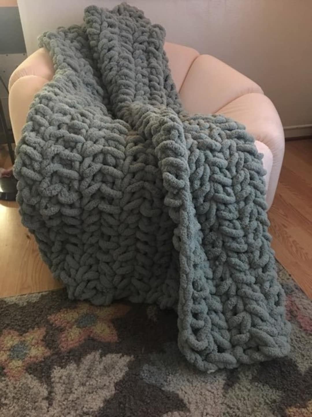 Extra Thick Crochet Blanket Chunky Handmade Throw Chenile Etsy