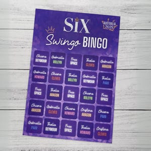 Australia 24/25 Swingo Bingo (Six: The Musical) | Handmade Custom Broadway Gifts From Wicked, Waitress, Hadestown, Hamilton & More
