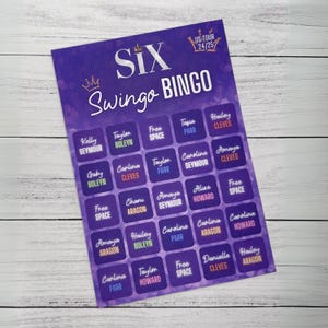 US Tour 24/25 Swingo Bingo (Six: The Musical) | Handmade Custom Broadway Gifts From Wicked, Waitress, Hadestown, Hamilton & More