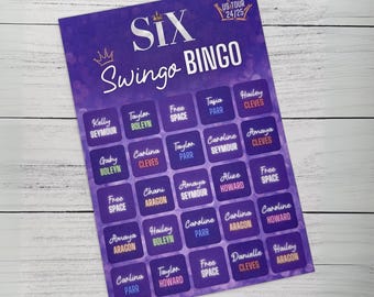 US Tour 24/25 Swingo Bingo (Six: The Musical) | Handgemaakte custom Broadway-cadeaus van Wicked, Waitress, Hadestown, Hamilton & More