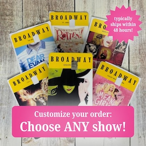 Aangepaste skin voor Broadway-programmakaart | Handgemaakte custom Broadway-musicalcadeaus van Wicked, Waitress, Six, Hamilton, Mean Girls en meer!