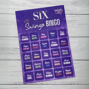 Broadway 2025 Swingo Bingo (Six: The Musical) | Handmade Custom Broadway Gifts From Wicked, Waitress, Hadestown, Hamilton & More
