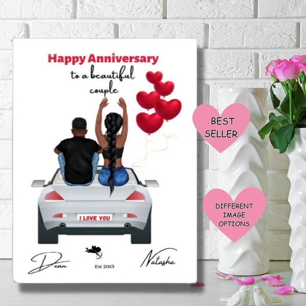 Black Couple Anniversary card, PERSONALISED anniversary card, ethnic anniversary card, ethnic cards for couples, diverse cards