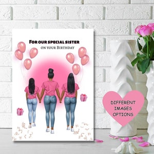Carte d'anniversaire soeur noire, carte d'anniversaire soeur ethnique, pour notre soeur spéciale le jour de votre anniversaire