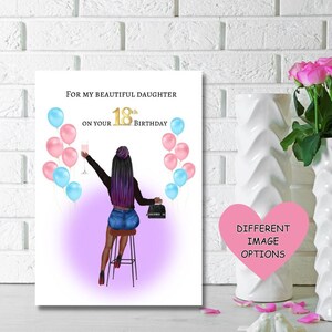 Carte d'anniversaire afro noire pour fille, cartes personnalisées, carte de voeux ethnique, carte de fille noire, carte de 18e anniversaire, cartes diverses