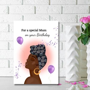 Black Mum Geburtstagskarte, ethnische Grußkarte für Sie, Geburtstagskarte für Mama