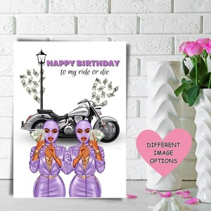 Cartão de aniversário de mulher negra, cartão de felicitações étnico, Feliz aniversário para minha viagem ou morte, Cartão de aniversário para Bestie
